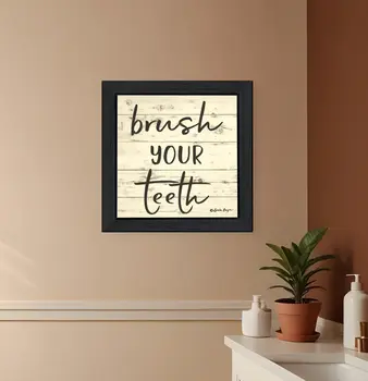 Brush your Teeth Black Framed Print Bathroom Wall Art