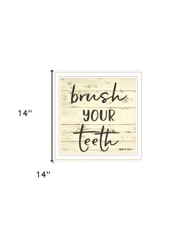 Brush your Teeth White Framed Print Bathroom Wall Art