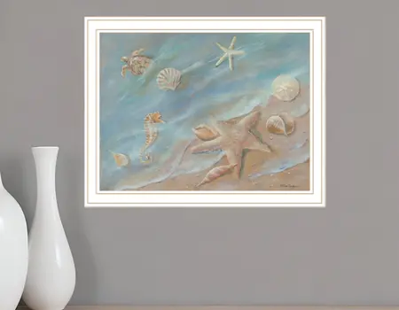 Seashore Star White Framed Print Wall Art