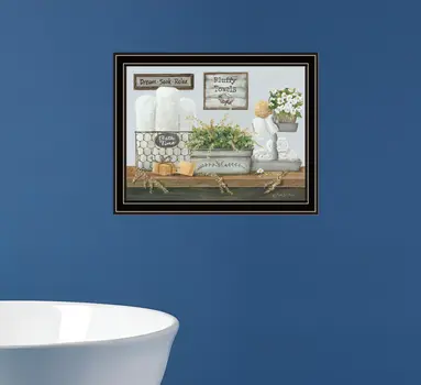Fluffy Towels Black Framed Print Wall Art