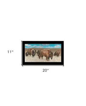 Bison Herd Black Framed Print Wall Art