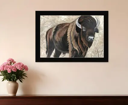 The Boss Bison Only Black Framed Print Wall Art