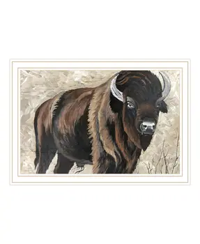 The Boss Bison Only White Framed Print Wall Art