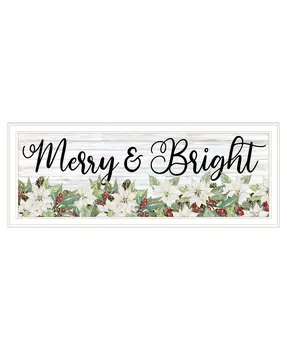 Merry and Bright White Framed Print Wall Art