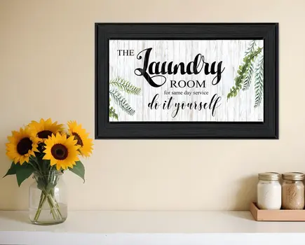 The Laundry Room Same Day Service Black Framed Print Laundry Wall Art