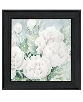Peaceful Peonies In Full Bloom Black Framed Print Wall Art