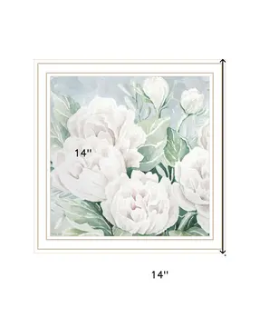 Peaceful Peonies In Full Bloom White Framed Print Wall Art