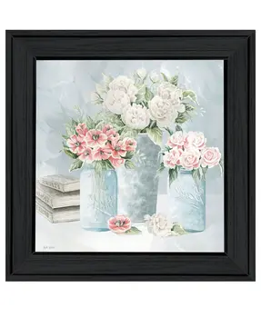 Pastel Peonies Pretties Black Framed Print Wall Art