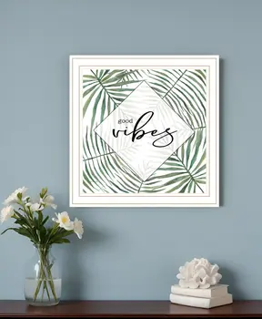 GOOD VIBES White Framed Print Wall Art