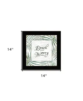 BEACH MORE WORRY LESS Black Framed Print Wall Art