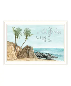 WILD AND FREE JUST LIKE THE SEA White Framed Print Wall Art