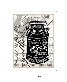 FARM SWEET FARM MILK CAN White Framed Print Wall Art