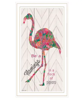 Be A Flamingo White Grooved Frame  Print Wall Art