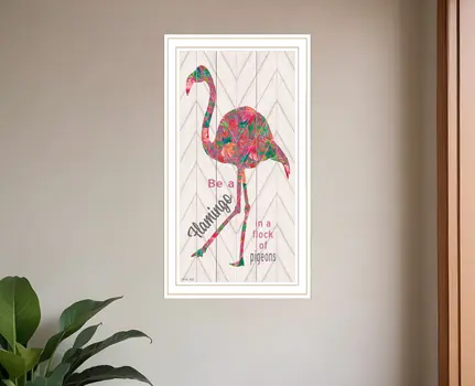 Be A Flamingo White Grooved Frame  Print Wall Art