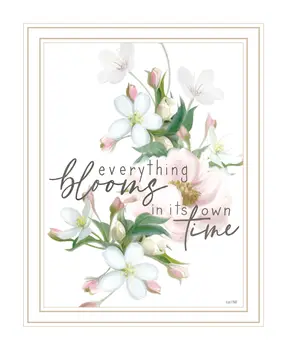 Everything Bloom White Framed Print Wall Art