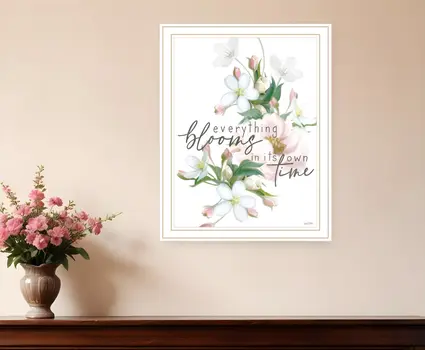 Everything Bloom White Framed Print Wall Art
