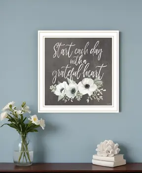 Grateful Heart White Framed Print Wall Art