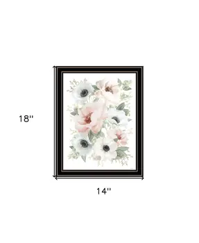 Peony Floral Block Black Framed Print Wall Art