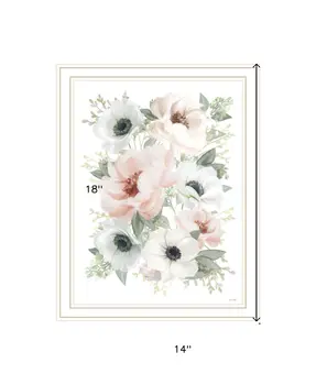 Peony Floral Block White Framed Print Wall Art