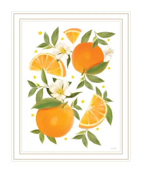 Citrus Orange Botanical White Framed Print Wall Art