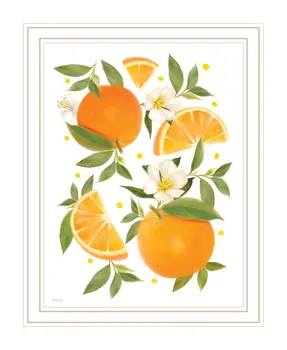 Citrus Orange Botanical White Framed Print Wall Art