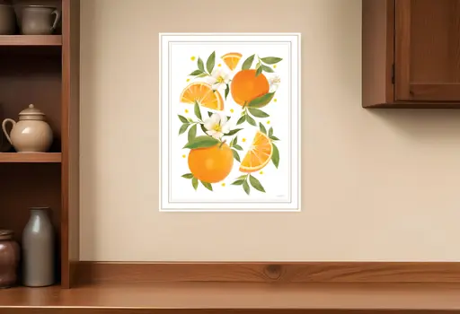 Citrus Orange Botanical White Framed Print Wall Art