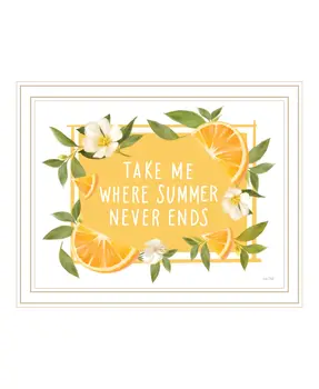Take Me Where Summer Never Ends White Framed Print Wall Art