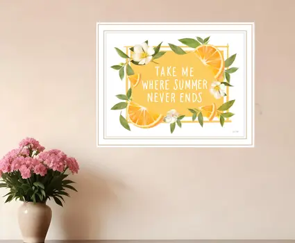 Take Me Where Summer Never Ends White Framed Print Wall Art
