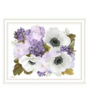 Lilacs and Anemone White Framed Print Wall Art