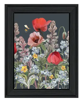 Summer Garden Buzz Black Framed Print Wall Art