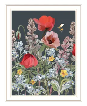 Summer Garden Buzz White Framed Print Wall Art