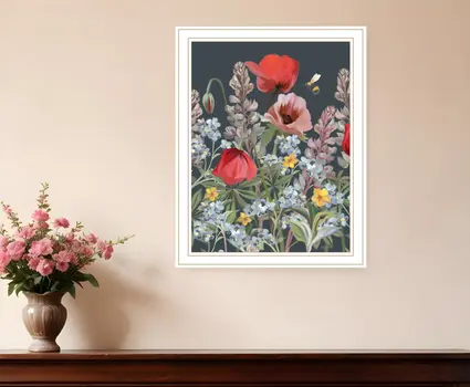Summer Garden Buzz White Framed Print Wall Art
