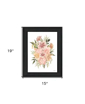 Peachy Petals Black Framed Print Wall Art