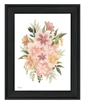 Peachy Petals Black Framed Print Wall Art