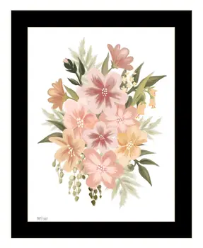 Peachy Petals Black Framed Print Wall Art