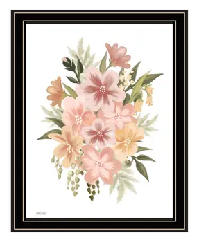 Peachy Petals Black Framed Print Wall Art
