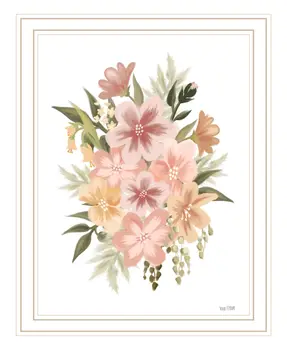 Peachy Petals White Framed Print Wall Art