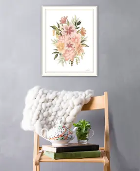 Peachy Petals White Framed Print Wall Art
