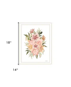 Peachy Petals White Framed Print Wall Art