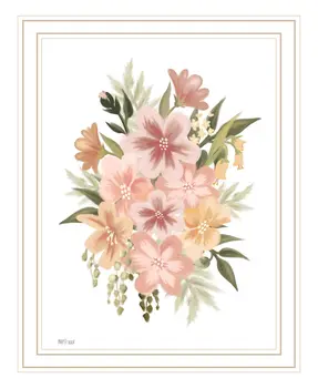 Peachy Petals White Framed Print Wall Art