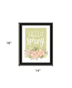 Hello Spring Floral Black Framed Print Wall Art