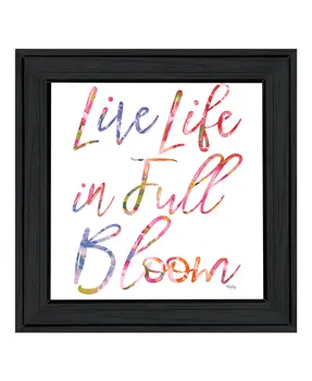 Live Life in Full Bloom Black Framed Print Wall Art