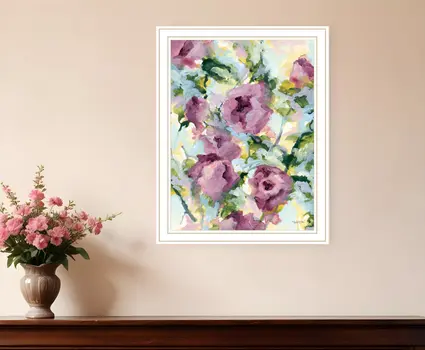 Abstract Floral White Framed Print Wall Art