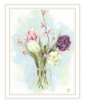 Flower Farm Bouquet White Framed Print Wall Art