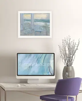 Coastal Porch White Framed Print Wall Art
