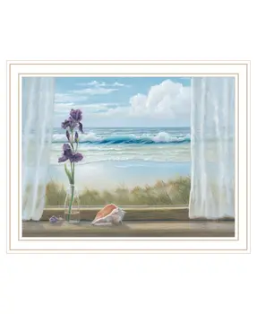 Irises on Windowsill White Framed Print Wall Art