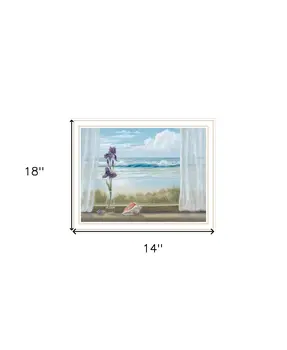 Irises on Windowsill White Framed Print Wall Art