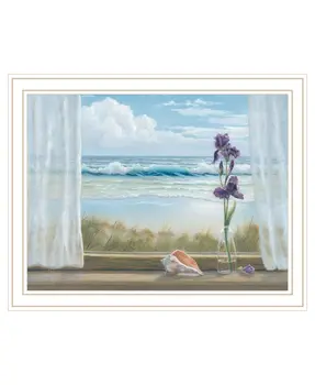 Irises on Windowsill White Framed Print Wall Art