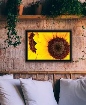 Sunflower Portrait Black Framed Print Wall Art