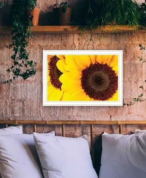 Sunflower Portrait White Framed Print Wall Art